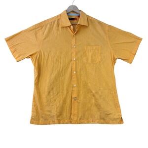 Nyne Geometric Print Short Sleeve Button Up Shirt Mens XL Orange Casual Cotton